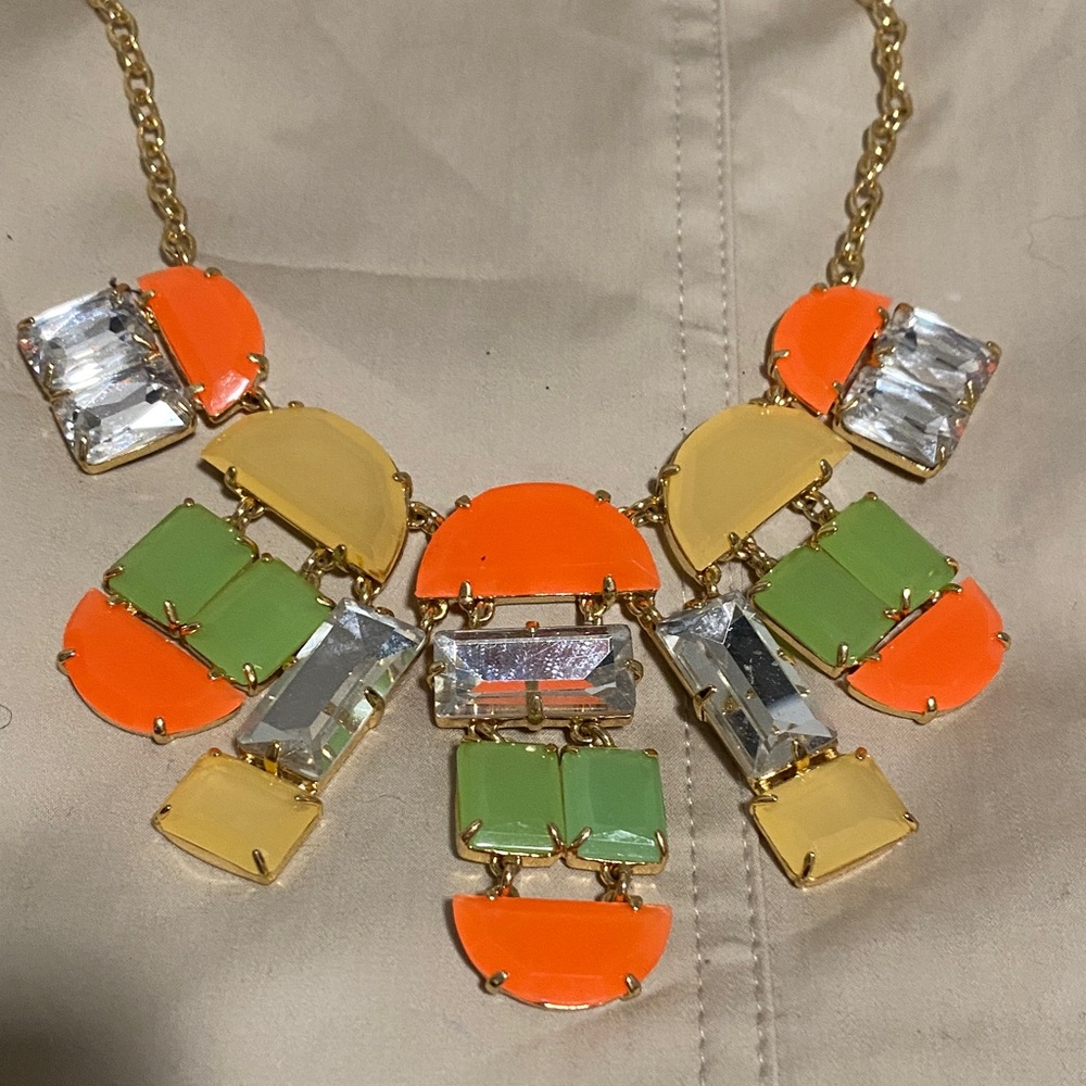 kate spade Neon Orange, Lemon Yellow & Mint Green Statement Necklace